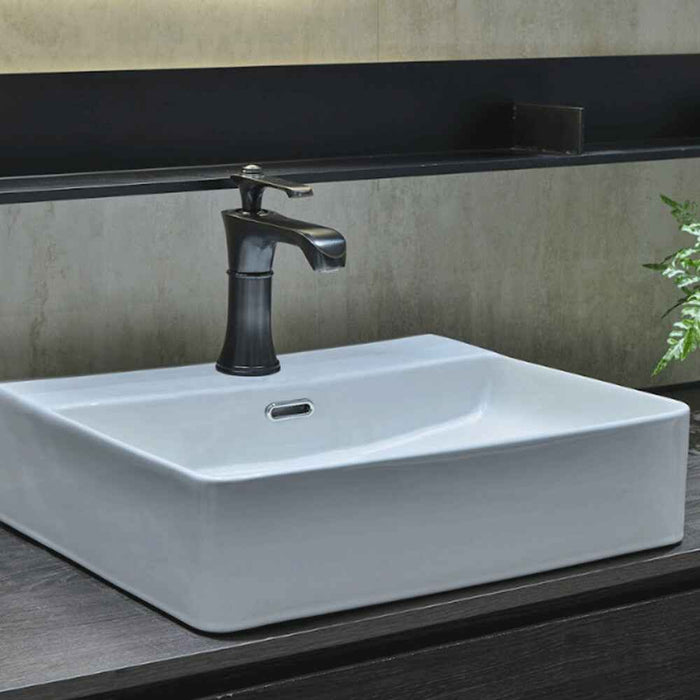 500*420*130mm Infinity Gloss White Ceramic Rectangle Above Counter Basin with 1 Tap Hole