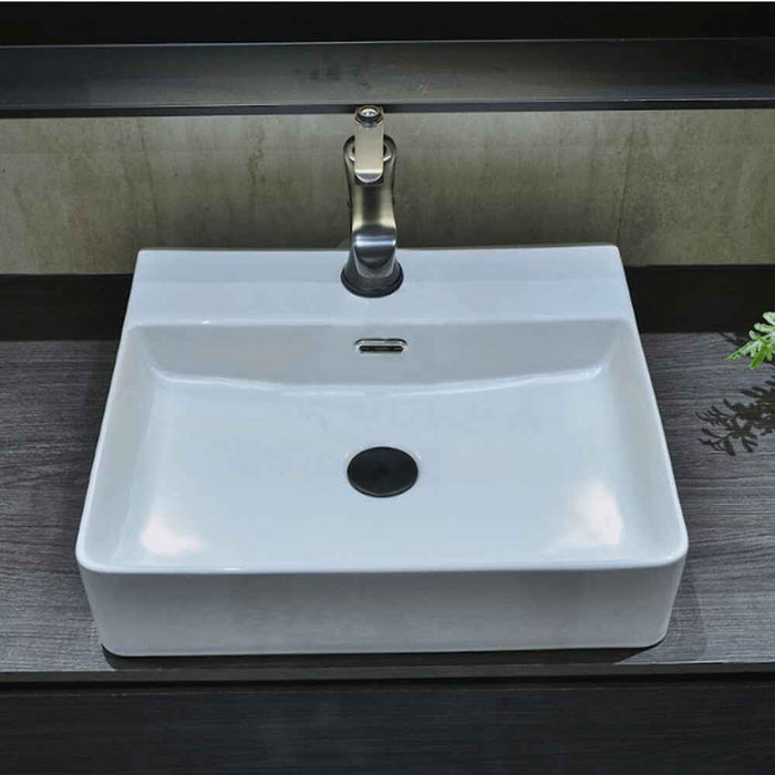 500*420*130mm Infinity Gloss White Ceramic Rectangle Above Counter Basin with 1 Tap Hole
