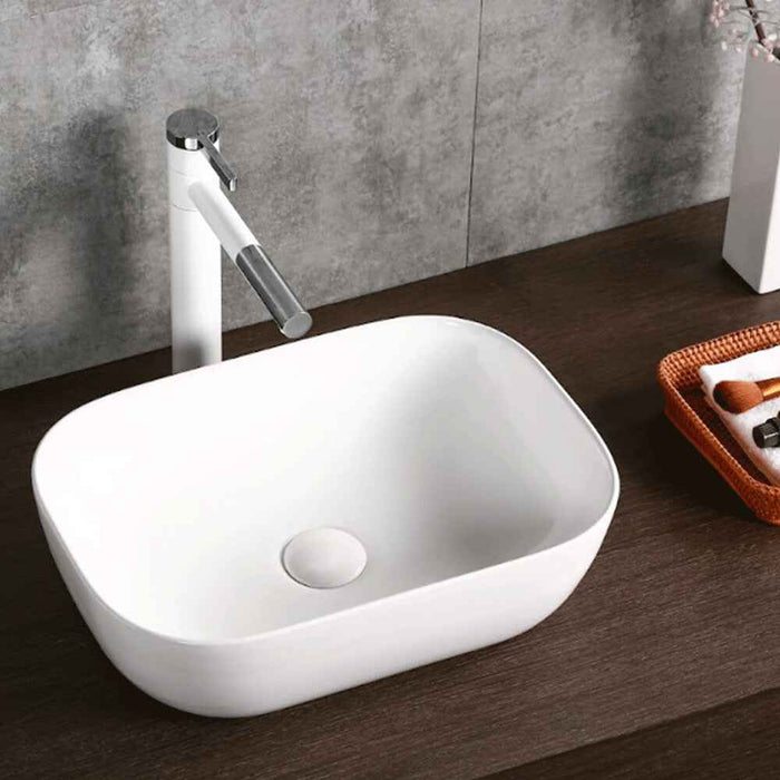 505*400*140mm Infinity Gloss White Ceramic Rectangle Above Counter Basin