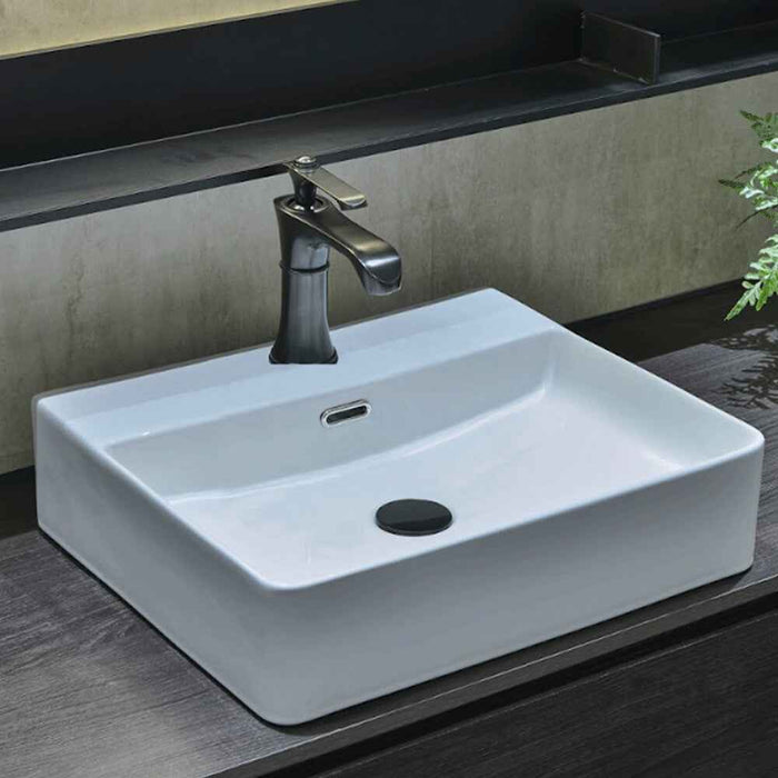 500*420*130mm Infinity Gloss White Ceramic Rectangle Above Counter Basin with 1 Tap Hole