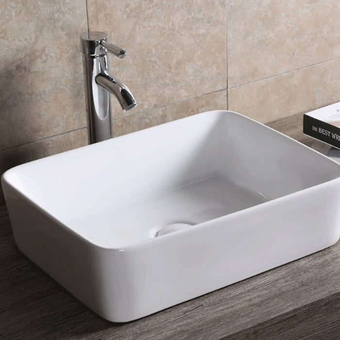 475*370*140mm Infinity Gloss White Ceramic Rectangle Above Counter Basin