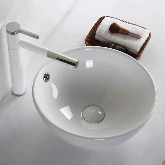 380*380*150mm Infinity Gloss White Ceramic Round Above Counter Basin