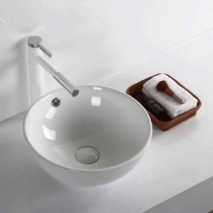 380*380*150mm Infinity Gloss White Ceramic Round Above Counter Basin