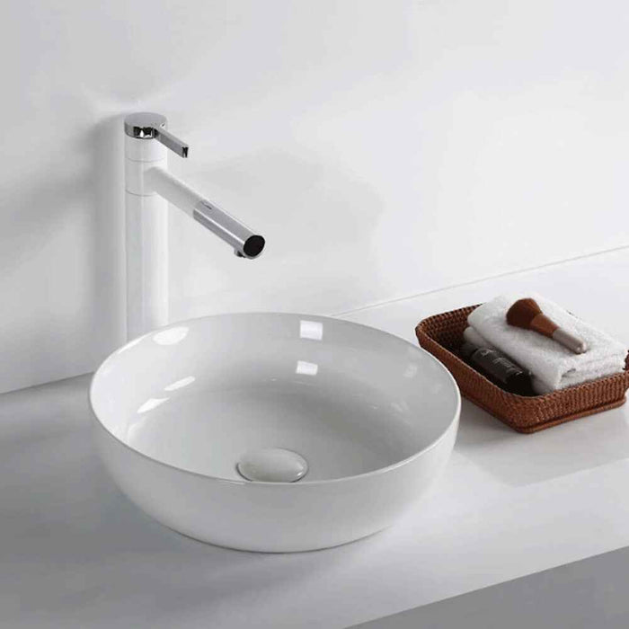 365*365*105mm Infinity Gloss White Ceramic Round Above Counter Basin