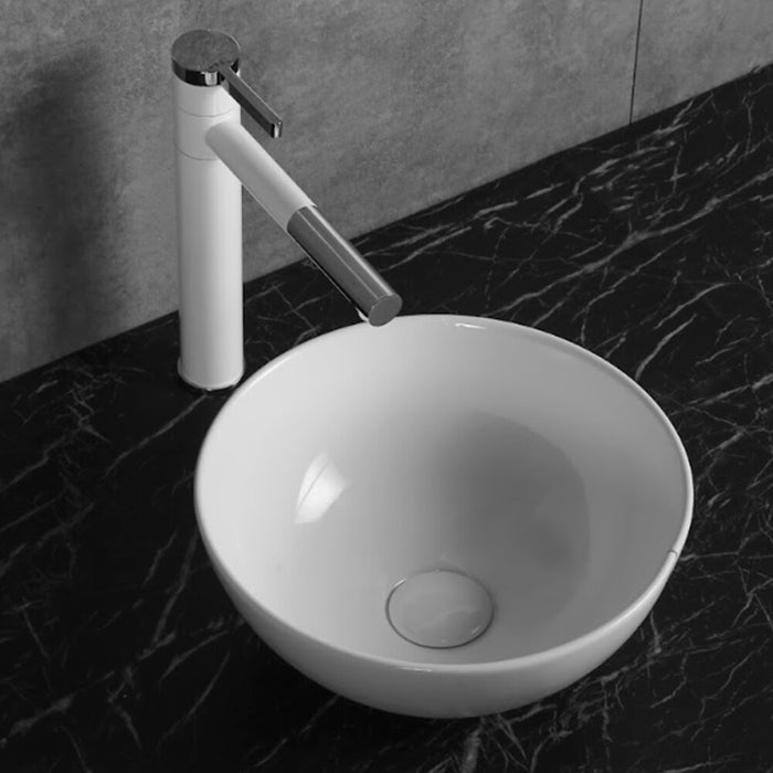 320*320*130mm Infinity Gloss White Ceramic Round Above Counter Basin