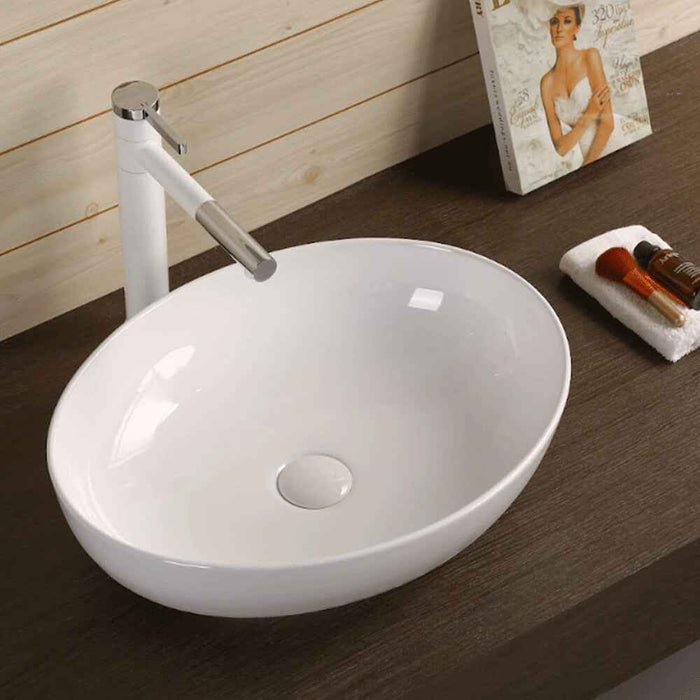 515*395*135mm Infinity Gloss White Ceramic Oval Above Counter Basin