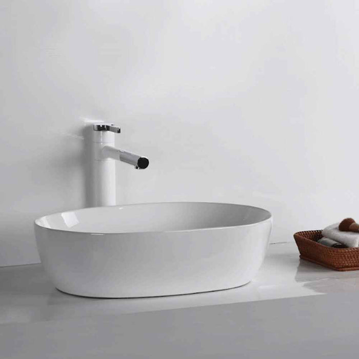 490*350*135mm Infinity Gloss White Ceramic Oval Above Counter Basin