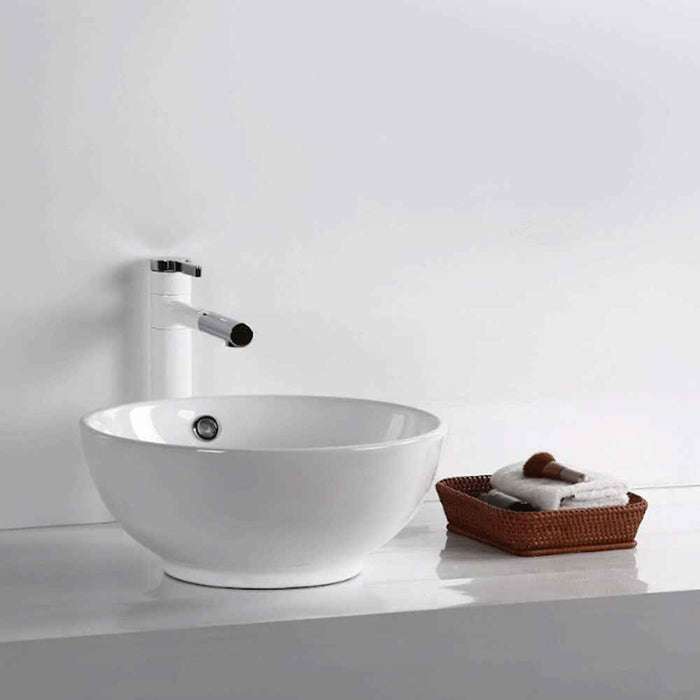 380*380*150mm Infinity Gloss White Ceramic Round Above Counter Basin