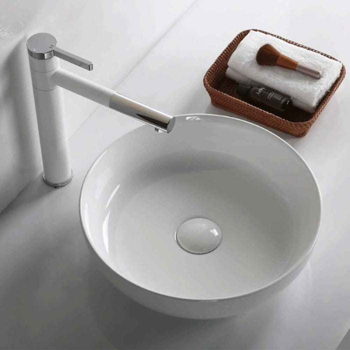 365*365*105mm Infinity Gloss White Ceramic Round Above Counter Basin