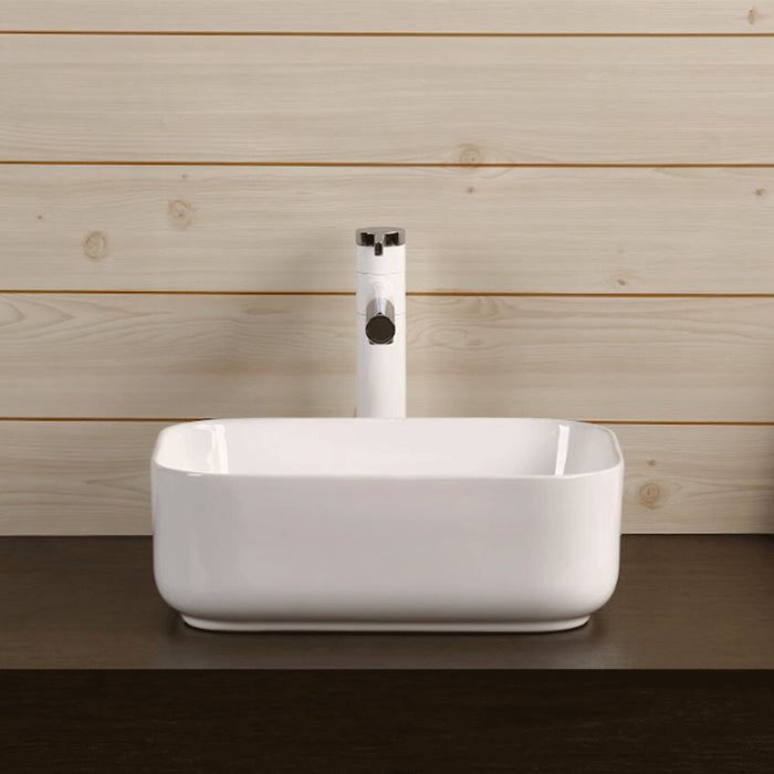 400*300*140mm Infinity Gloss White Ceramic Rectangle Above Counter Basin