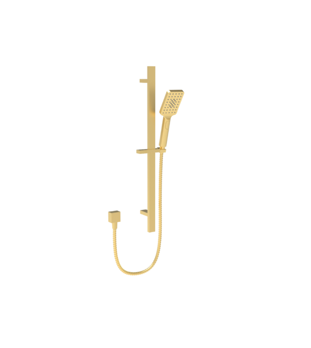 Eden Bushed Gold Square Sliding Shower Set - HD reno