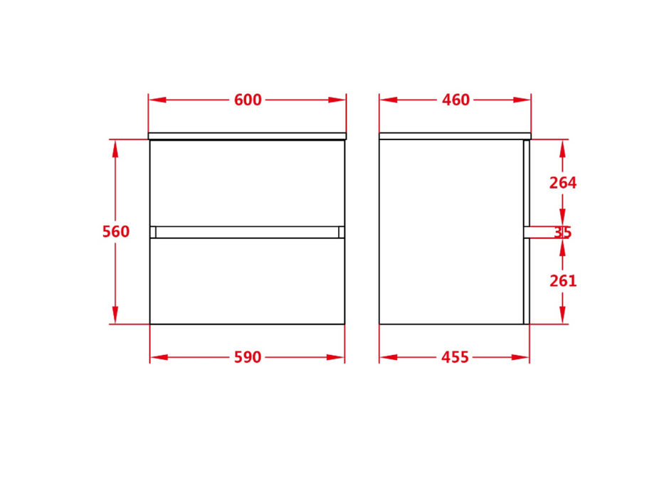 600-1500*460*560mm Stella Walnut Bathroom Vanity Wall Hung Cabinet Only and Ceramic/Stone Top Available