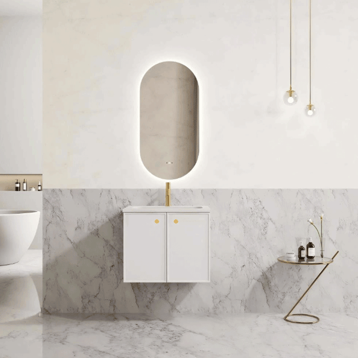 600-1500*455*480mm Poseidon CETO Miami Matt White PVC Wall Hung Bathroom Vanity Cabinet