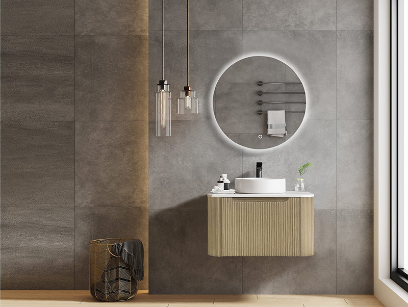 600-1500*460*400mm MER Rome Bur Oak Fluted Wall-Hung Vanity