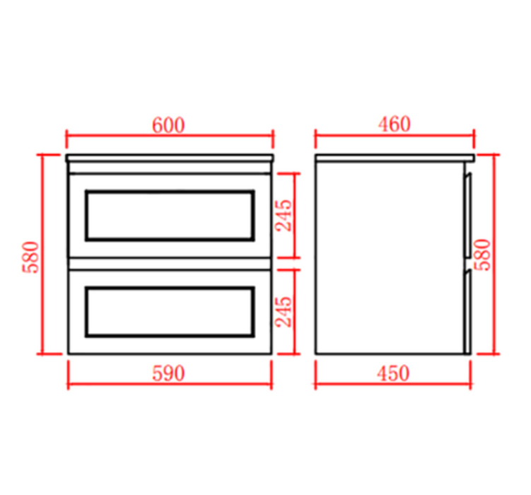 600-1500*460*560mm Matt White Bathroom Vanity Wall Hung Cabinet Only and Ceramic/Stone Top Available