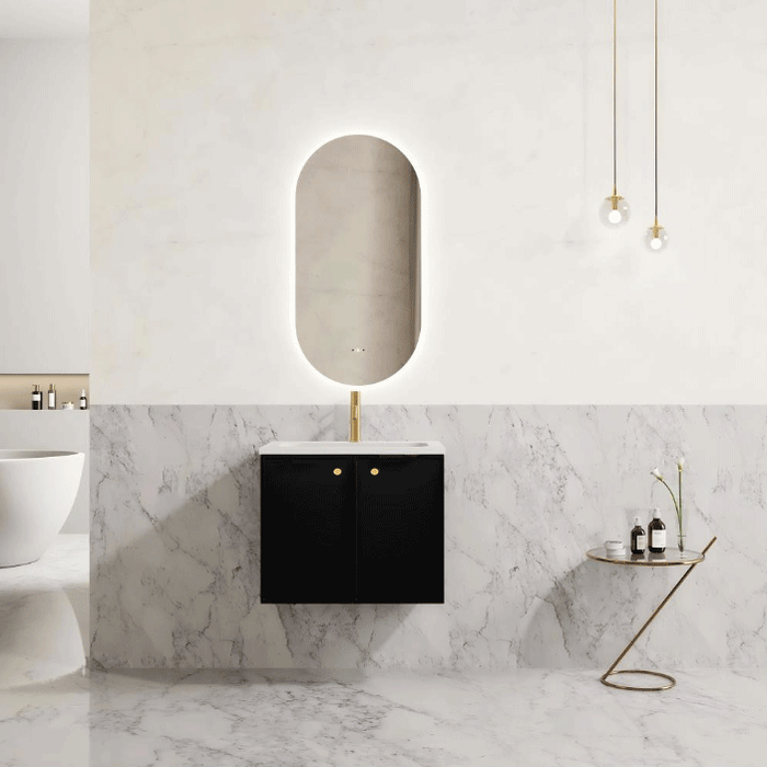 600-1500*455*480mm Poseidon CETO Miami Matt Black PVC Wall Hung Bathroom Vanity Cabinet