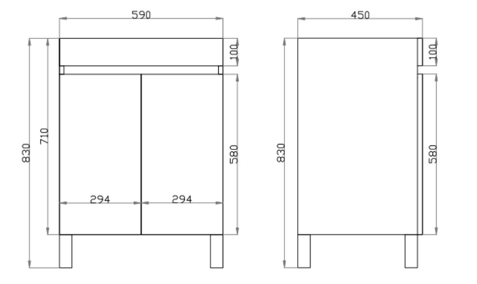 600mm Berge Dark Grey Floor MDF Vanity and Shaving Cabinet and Tall Boy