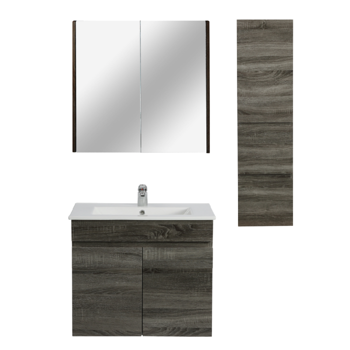 600mm Berge Dark Grey Wall Hung MDF Vanity and Shaving Cabinet and Tall Boy