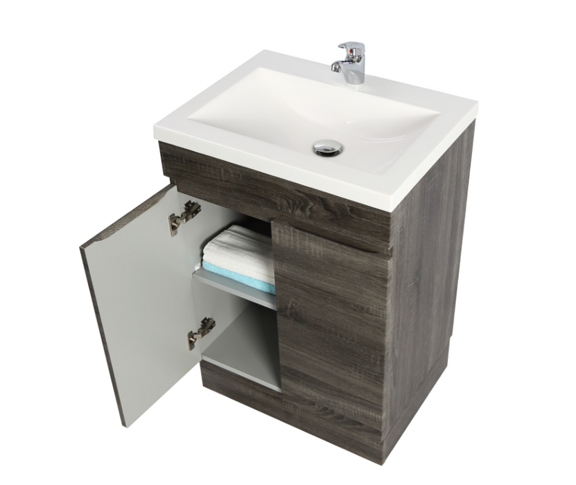 600mm Berge Dark Grey Floor MDF Vanity and Shaving Cabinet and Tall Boy