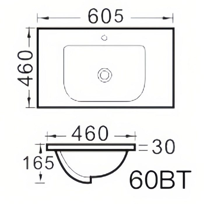 600-1200mm Elivia White Ceramic Top