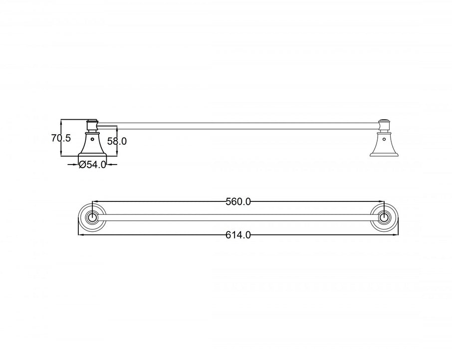 Clasico Single Towel Rail 600mm - HD reno