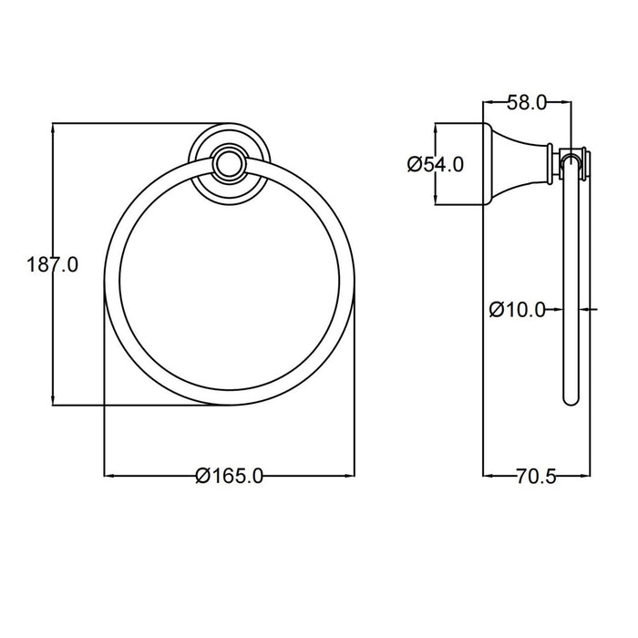 Clasico Chrome/Brushed Nickel/Brushed Gold/Matt Black Towel Ring - HD reno