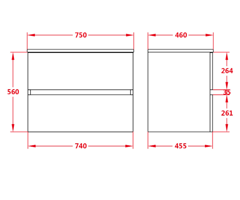 600-1500*460*560mm Stella Walnut Bathroom Vanity Wall Hung Cabinet Only and Ceramic/Stone Top Available