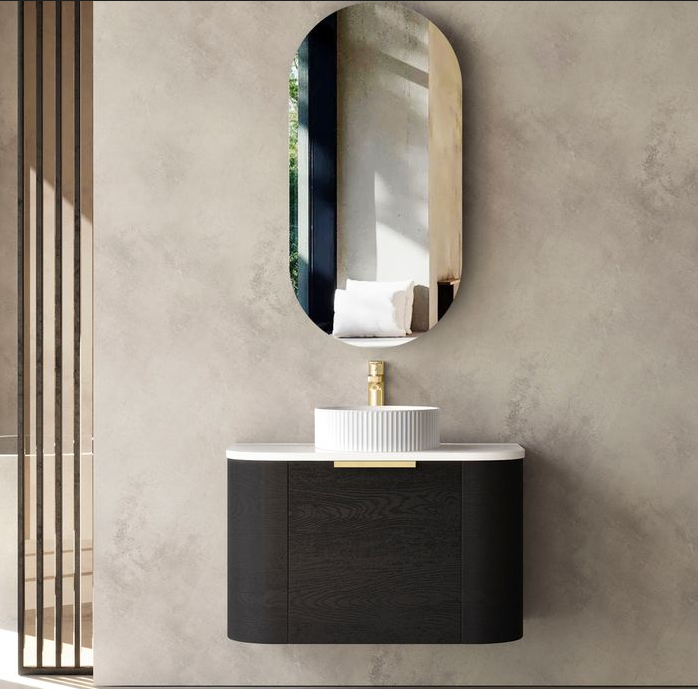 750mm Bondi Black Wall Hung Vanity and Tall Boy and Shaving Cabinet