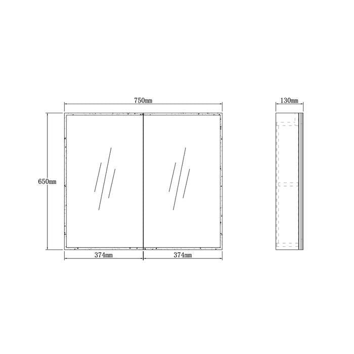 750-1500*650*130mm OTT Moonlight Wall Mounted LED Shaving Cabinet