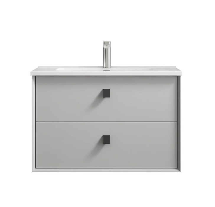 750mm Boston Light Grey Wall Hung Vanity and Noosa Framed LED Mirror