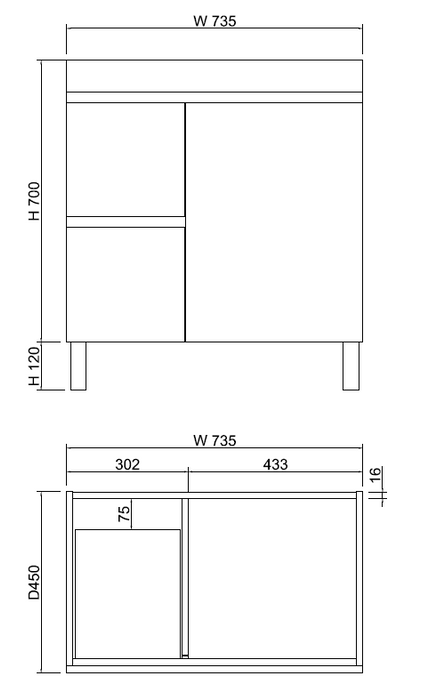 600-1500mm*820*450mm ABS Less Polyurethane Moisture Resistance Gloss White Freestanding Vanity With Kickboard - HD reno