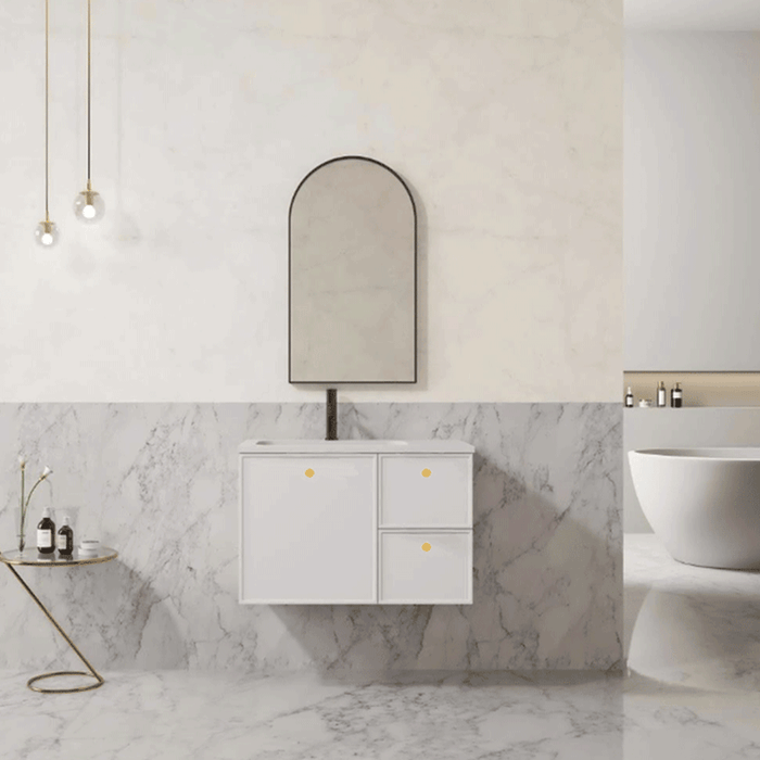 600-1500*455*480mm Poseidon CETO Miami Matt White PVC Wall Hung Bathroom Vanity Cabinet