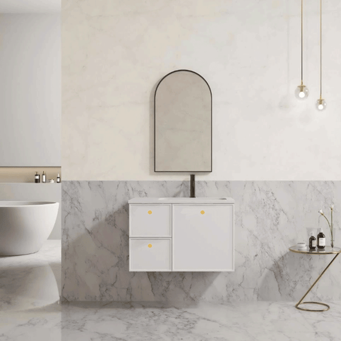 600-1500*455*480mm Poseidon CETO Miami Matt White PVC Wall Hung Bathroom Vanity Cabinet