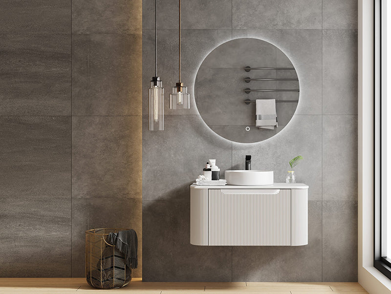 600-1500*460*400mm MER Rome Matt White Fluted Wall-Hung Vanity