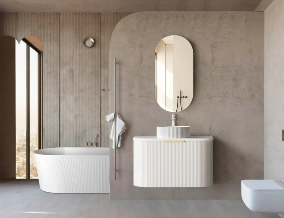 750mm Bondi Matte White Wall Hung Vanity and Tall Boy and Shaving Cabinet