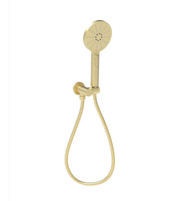 Cora Round Hand Shower On Wall Outlet Bracket Brushed Nickel/Brushed Gold/Gun Metal - HD reno