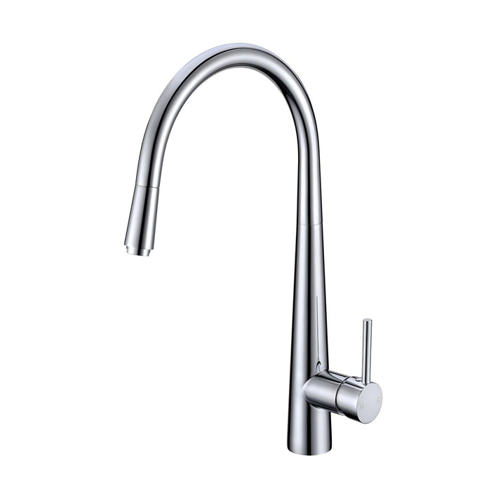 Aquaperla Chrome Solid Brass Round Pull Out Kitchen Sink Mixer - HD reno