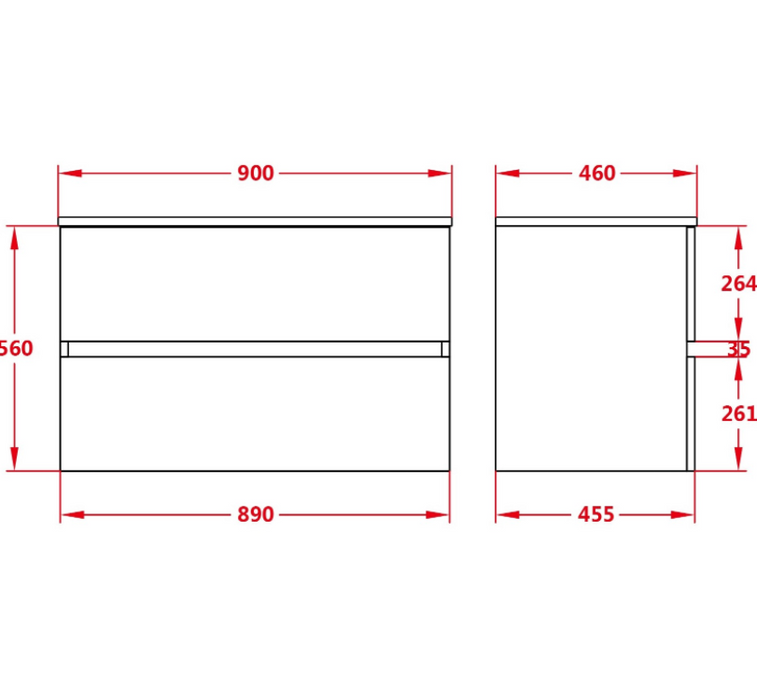 600-1500*460*560mm Stella Walnut Bathroom Vanity Wall Hung Cabinet Only and Ceramic/Stone Top Available