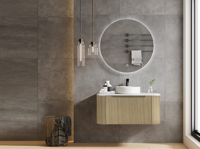 600-1500*460*400mm MER Rome Bur Oak Fluted Wall-Hung Vanity