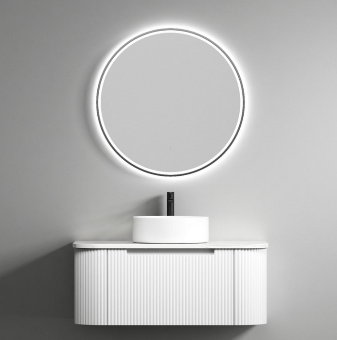 750-1800*460*350mm Aulic Petra Matte White  Wall Hung Curving V Groove Vanity and German Accessories - HD reno