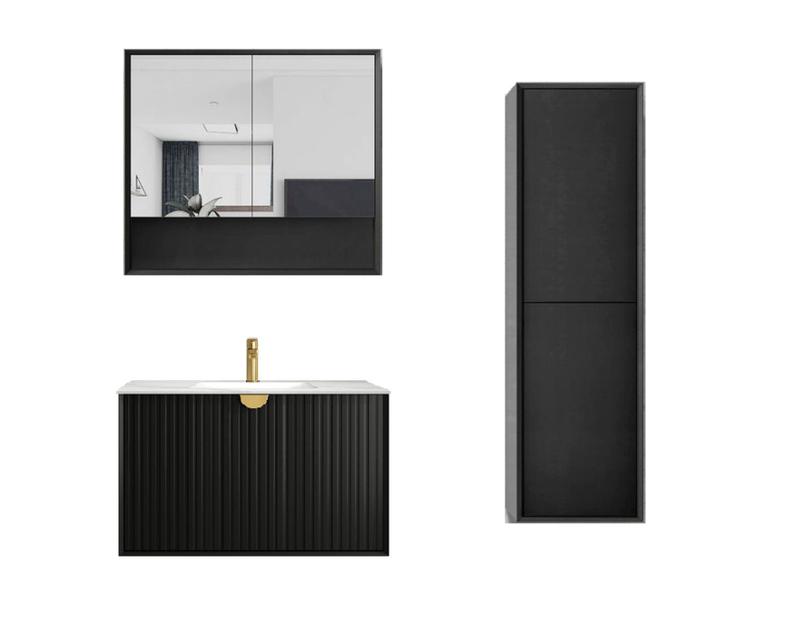 900mm Otti Marlo Vanity Wall Hung Cabinet and Shaving Cabinet Tall Boy