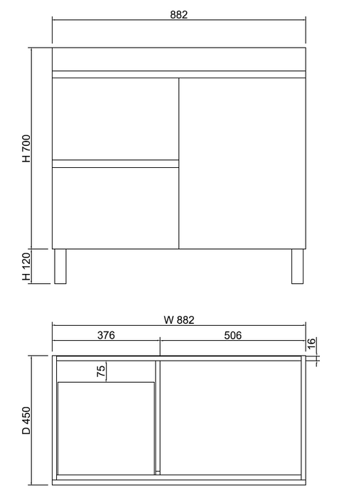 600-1500mm*820*450mm ABS Less Polyurethane Moisture Resistance Gloss White Freestanding Vanity With Kickboard - HD reno