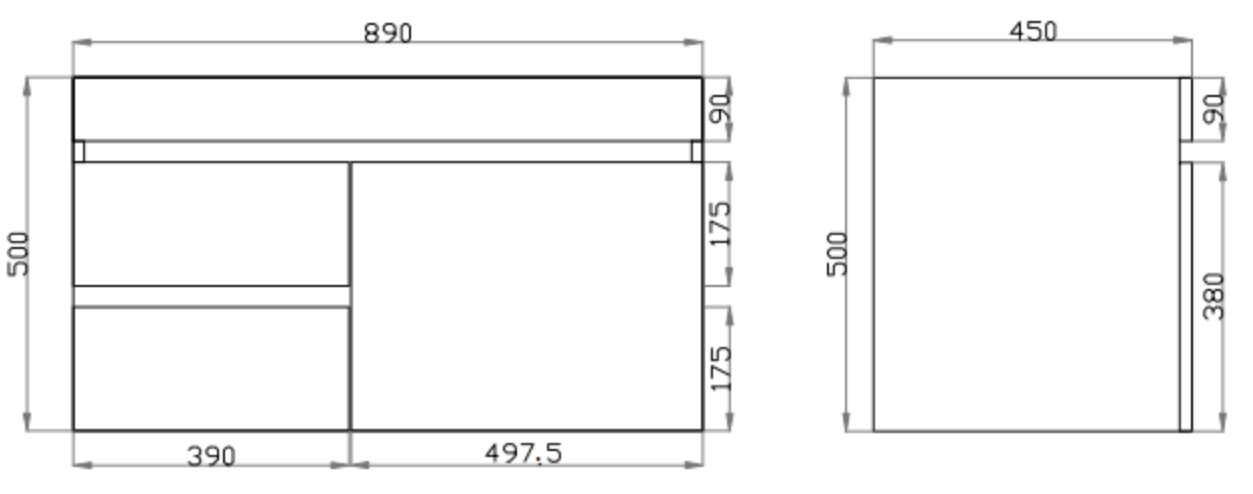 900mm Berge White Oak Wall Hung MDF Vanity and Shaving Cabinet and Tall Boy