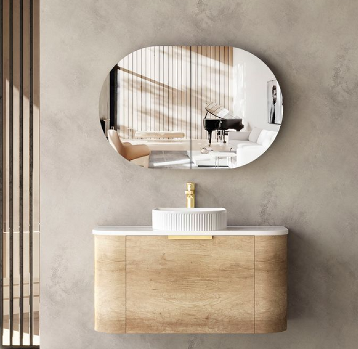 900mm Bondi Natural Oak Wall Hung Vanity and Tall Boy and Shaving Cabinet