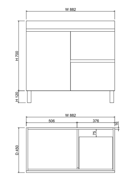 600-1500mm*820*450mm ABS Less Polyurethane Moisture Resistance Gloss White Freestanding Vanity With Kickboard - HD reno
