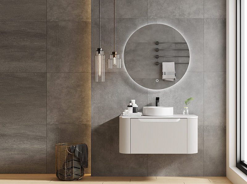 600-1500*460*400mm MER Rome Matt White Fluted Wall-Hung Vanity
