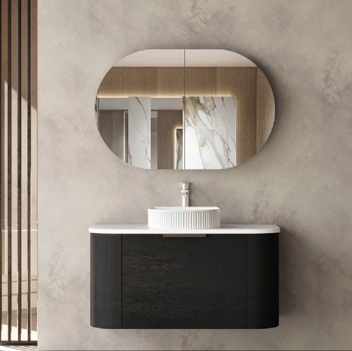 900mm Bondi Black Wall Hung Vanity and Tall Boy and Shaving Cabinet