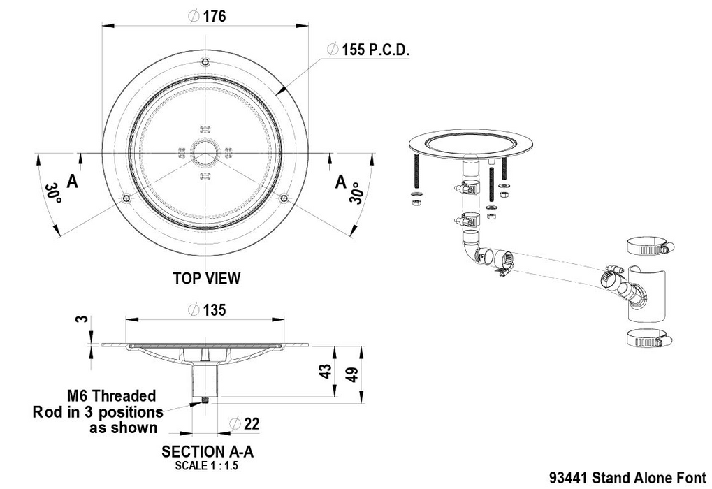 Zip Font Stand Alone Chrome/Brushed Chrome/Matt Black/Gunmetal/Brushed Nickel Kit