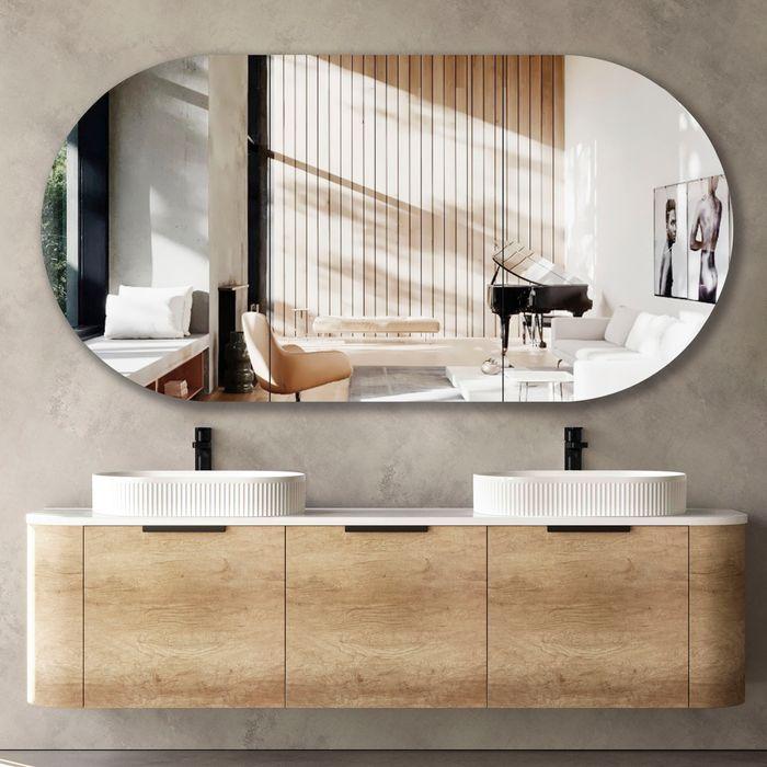 1800*460*450mmOTTI Bondi Natural Oak Cabinet Only and Stone Top Bathroom Wall Hung Vanity - HD reno