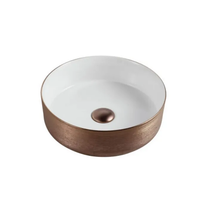 360*360*120mm Brush Gold Ceramic Round Above Counter Basin - HD reno